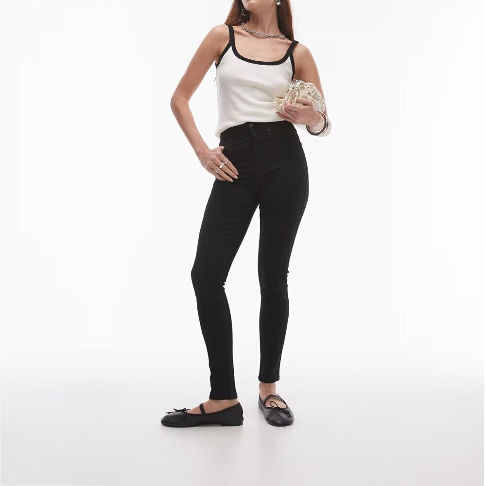 2/$30 Topshop Moto Jamie Jeans High Rise Ankle Skinny Licorice Black 30 #9395